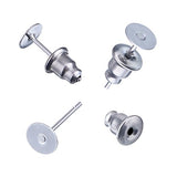 Outus 100 Pieces Stainless Steel Bullet Clutch Earrings Safety Backs and Blank Earring Pin Studs