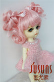 JD011 5-6'' 13-15cm Pink Charming curl BJD wigs 1/8 Synthetic mohair Lati yellow doll wigs