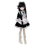 EVA BJD Dolls Black Maid 1/3 60cm Ball Jointed Doll Handmade Makeup Dress, White Boots, Wigs Full Set