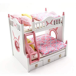 1:18 Scale Cool Beans Boutique Miniature Dollhouse Furniture DIY Kit – Pink Bunk Bed (Assembly Required) DH-HD18-1181029BunkBed