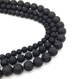 530pcs Lava Beads Stone Rock with Chakra Beads Round Black Lava Volcanic Stone Loose Beads