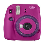 Fujifilm Instax Mini 9 Instant Camera + 10 Fuji Instant Film Sheets + Instax Clear Case W/Rainbow Strap + 6-Color Lenses & More (Purple)