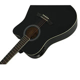 Acoustic-Electric Guitar Rosefinch Full-Size Cutaway with 5-band EQ 41 inch Starter Set for Beginners Acustica Guitarra Premium Tonewoods (Matte, Black)