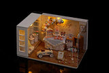 CUTEROOM DIY Doll Room Miniature Furniture Wooden House Kit - Wooden Dolls House Kit with Dust Cover and Accessories - QT Camp Party Dollhouse - Idea Suitable Room (QT010)