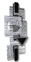 Statements2000 All Natural Silver Functional Abstract Metallic Clock Sculpture - Modern Contemporary Office Home Decor Art Accent - Dynamic Notions II by Jon Allen - 37-inch