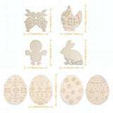 MIAHART 128 Pcs Easter Wood Ornaments Unfinished Easter Tags Eggs Bunny Chick Cutouts Slices with Strings for DIY Easter Crafts Easter Decorations