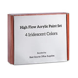 Golden Acrylics High Flow Acrylic Paint Set - 4 Iridescent Metallic Colors, Copper, Gold, Silver, Pearl - 1 Ounce Bottles - Metallic Acrylic Paint for Mixed Media, Calligraphy, Airbrush, and Brushes
