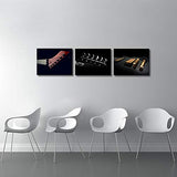 3 Panels Electric Guitar Close Up Canvas Wall Art Musical Instrument in Dark Art for Wall Black Poster Prints for Bedroom Studio Decoration Stretched and Framed Ready to Hang 12"x16"x3pcs