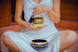 Tingsha Tibetan Singing Bowl Set by Zen Mind Design - with Tingsha Cymbals, Weighted Mallet, Handmade Cushion, Eco-Friendly Box and E-Book - for Yoga and Stress Relief Meditation
