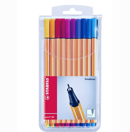 Stabilo Point 88 Fineliner Pens, 0.4 mm - 15-Color Wallet Set