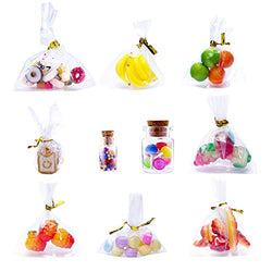 10sets of 1:12 Cute Miniature Dollhouse Food Lollipop Glass Bottle Toast Macaron Bread Donut Kitchen Accessories Decoration Lovely Mini Fruit Mold Simulation DIY Play Toy for Decoration (10 styles)