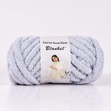 Chunky Chenille Yarn for Blanket Arm Knitting Luxury Soft Hand-Knitted Thick Polyester Throw Home Decor DIY Gift(Light Gray,8oz/250g/24yards)