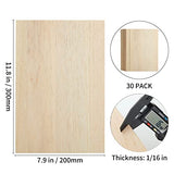 30PCS Balsa Wood Sheets 12x8x1/16 Inch Basswood Sheet Natural Unfinished Wood Board Thin Plywood Board for Architectural Model DIY Maker House Aircraft Ship Boat DIY Craft Wooden Plate Model
