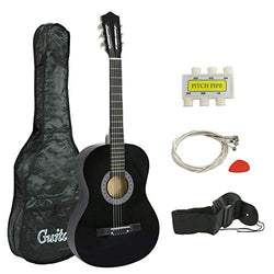 Smartxchoices 6 String 38" Acoustic Guitar Bundle with Gig Bag Strap Pitch Pipe Extra Strings Set Pick for Beginners Starter Kids Girls Youths Students Right-handed (Black)