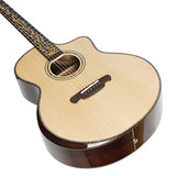 Leo Jaymz 41" SOLID Spruce Top Acoustic Guitar with D'Adario EXP-16 Coated Phosphor Bronze String - Sitka Spruce Top with Comfortable Armrest - Rosewood Back and Side