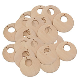 Baosity 50pcs Wood DIY Pendants Wooden Teether Art Crafts Unfinished Unpainted 40mm