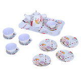 NszzJixo9 Children's Pretend Toy Deluxe Afternoon Tin Tea Set & Carry Case-Bird Flower, Tinplate Tea Set, Fairy Tale Picnic Basket and Tea Set [Ship from USA]