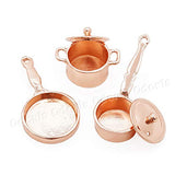 Odoria 1:12 Miniature Pots and Pans Metal Cooking Frying Pan Dollhouse Cookware Accessories, Copper
