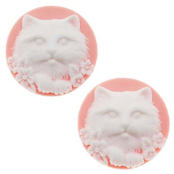 Beadaholique Lucite Round Cameo Pink With White Cat's Face 25mm (2 Pieces)