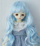 BJD Wig JD148 8-9inch 21-23CM Blend Blue Long Wave Vora 1/3 Synthetic Mohair BJD Wigs SD Doll Accessories