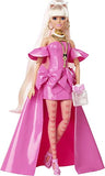 Barbie Extra Fancy Doll in Pink Glossy High-Low Gown, with Pet Puppy, Extra-Long Hair & Accessories, Flexible Joints, Toy for 3 Year Olds & Up