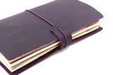 Leather Journal, Handmade Vintage Refillable Travel Diary Writing Notebook Gift for Men & Women 5.3"x4" Purple