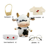 Qnnimal DIY Cow Stuffed Animal-Super Cute Stuffed Cow Plush with White Love Costume-Soft Plush Toy and Comfortable for Birthday 12 Inches
