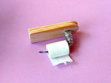 Miniature Dollhouse Toilet Paper Rolls Set with Stand, Holder 1/6 scale Handmade