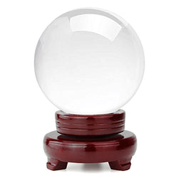 hblife Clear Crystal Ball 4 Inch (100mm) Including Wooden Stand and Gift Package for Family