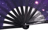 Amajiji Large Galaxy Folding Fan, Chinease/Japanese Bamboo and Nylon-Cloth Folding Hand Fan, Hand