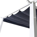 More Sweet Deals Steel and Aluminum Pergola Gazeebo with Adjustable Gliding Canopy 10' x 12' White-Blue