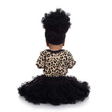 Reborn Baby Doll, Realistic Silicone Vinyl Handmade Doll, 22 Inches Leopard Dressed, Weighted Newborn Girl Dolls Gift Set
