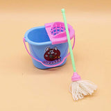 RichnessLong Miniature Mop Dustpan Bucket Brush Housework Cleaning Tools Set Dollhouse Garden Accessories for Barbie Dolls