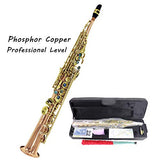 Jody Blues JSS-802 Phosphor Copper Bb Soprano Sax Professional Performance Level with Tuner Mouthpiece Reeds Case