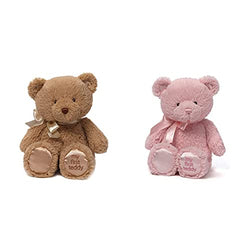Baby GUND My 1st Teddy Bear Stuffed Animal Plush, Tan 10" & Baby GUND My 1st Teddy Bear Stuffed Animal Plush, Baby Girl Pink, 10"