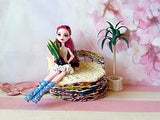 Miniature Furniture Bed for Dollhouse. Handmade Doll Sofa, Round Wicker Boho