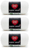 Red Heart Super Saver Yarn, 3 Pack, Favorite Stripe 3 Count & Super Saver Yarn, 3 Pack, White 3 Count