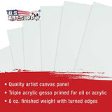 U.S. Art Supply 12 X 16 inch Professional Artist Quality Acid Free Canvas Panel Boards for Painting 4-Pack (1 Full Case of 4 Single Canvas Board Panels)