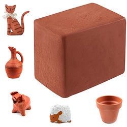 5.5 lbs Red Pottery Clay - Natural Air-Dry Clay Self Hardening Modeling Clay with 5 Pieces, Non-Toxic Moist De-Aired Clay for DIY Crafts Making Ceramics Sculpting and More (for 3+ Years Kids)