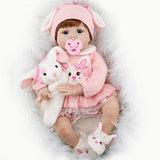 Aori Reborn Baby Doll Lifelike Weighted Girl Doll 22 Inch with Bunny Set Safety for Age 3