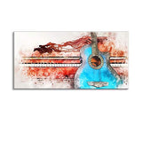 Music Wall Art for Living Room, PIY Cool Guitar Canvas Picture of The Knight Rode Out Like an Arrow on Piano Keyboard, Abstract Musical Theme Painting (Waterproof Artwork, 16x32)
