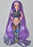 Eledoll Sirenia Purple Hair Mermaid Princess Doll Very Long Hair Play Posable Articulated Joints 11.5 inch Fashion Doll