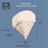 Unfinished Wood Ice Cream Wood Cutouts for DIY Crafts (2.3 x 3.9 in, 24 Pieces)