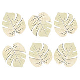 6 Pack of 3 inch Monstera Leaf shaped cutouts , Swiss cheese plant Wood cutouts, Unfinished tropical boho leaf wood cutout, DIY Craft wooden cutout
