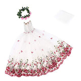 B Blesiya Trendy Princess Doll Embroidery Floral Dress Outfit, for 1/3 BJD Dolls White