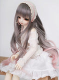 Kuafu 1/6(15-16.5cm) BJD/SD Doll Wig Fashion Lovely Long Wavy Doll Hair Wigs Grey to Pink (only wig)