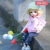 MEShape Pink Hooded Jacket + Jeans + Yellow Hat for 1/6 Fashion Casual BJD Doll Clothes Accessory Dress Up Doll Gift Toy