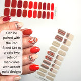 Kvitka Semi Cured Gel Nail Wraps - Ukraine Handstiched Motives Vyshyvanka Nail Art for Woman Girl - Set by Alice & Bella - Complete Manicure Kit with 2 Pre-moistened Prep Pads, Nail file & Wooden Cuticle Stick & 20 Pc. of Salon Quality Real Gel Nail Wraps