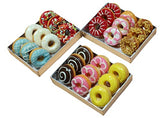 3 Pieces 1:12 Donut Dollhouse Miniature in Tray, Dollhouse Food Colorful Donut Dollhouse Kitchen Miniature
