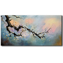 Hand Painted Plum Blossom Wall Art Flower Oil Painting on Canvas